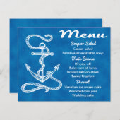 Nautical Menu Ship Anchor Blue Waterverf Wedding (Voorkant / Achterkant)