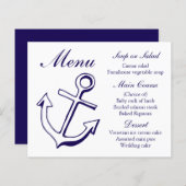 Nautical Menu Ship Anchor Navy Blue Wedding (Voorkant / Achterkant)