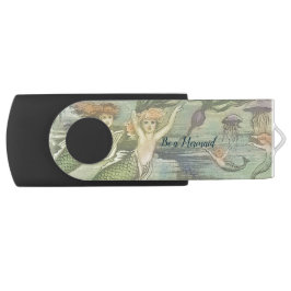 Nautical Mermaids en Uw Monogram Swivel USB 2.0 Stick