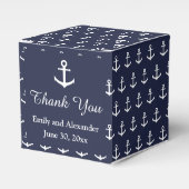Nautical Midnight Blue met witte ankers Bedankdoosjes (Voorkant Zijde)