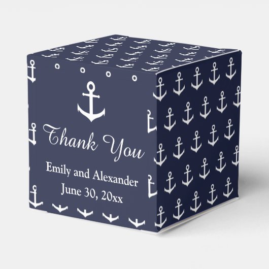 Nautical Midnight Blue met witte ankers Bedankdoosjes (Achterkant)
