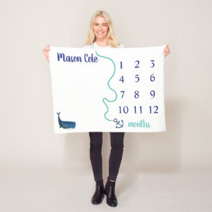 Nautical Milestone Blanket Fleece Deken