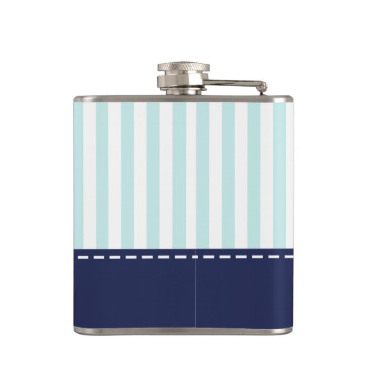 Nautical Mint Navy Blue Anchor Custom Name Heupfles (Achterkant)