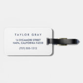 Nautical Mint Stripe Navy Anchor Personalized Bagagelabel (Achterkant horizontaal)