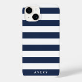 Nautical Modern Navy and White Stripe gepersonalis Case-Mate iPhone Case (Achterkant)