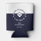 Nautical Modern Navy Blue Gray Monogram Lake House Blikjeskoeler (Voorkant)