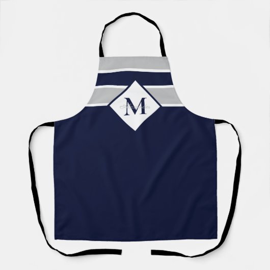 Nautical Modern Navy Blue Gray Monogram Schort (Voorkant)