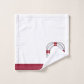 Nautical Modern Navy Blue Monogram Life Preserver Bad Handdoek (Wasdoekje)