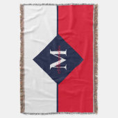 Nautical Modern Navy Blue Red Monogram Doormat Deken (Voorkant Verticaal)