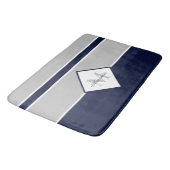 Nautical Modern Navy Grey Monogram keukentapijt Badmat (Gekanteld)