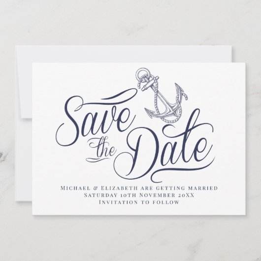 Nautical moderne Save the Date Kaart (Voorkant)