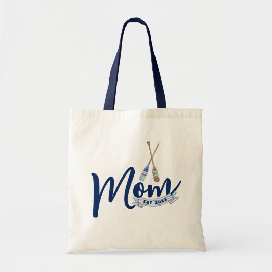 Nautical Mom Established Navy Blue Script Tote Bag (Devant)