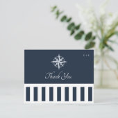 Nautical Monogram Elegant Wedding Stripes Bedankkaart (Staand voorkant)