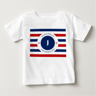 Nautical Monogram Marine Blauw Rood Wit Strepen