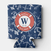 Nautical Monogram Navy Blue Anchor Beach House Blikjeskoeler (Achterkant)
