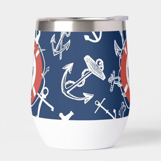 Nautical Monogram Navy Blue Anchor Pattern (Links)
