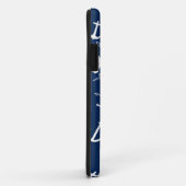 Nautical Monogram Navy Blue Anchor Pattern Case-Mate iPhone Case (Achterkant/rechts)