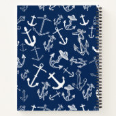 Nautical Monogram Navy Blue Anchor Pattern Notitieboek (Achterkant)