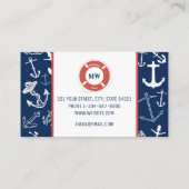 Nautical Monogram Navy Blue Anchor Pattern Visitekaartje (Achterkant)