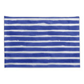 Nautical Monogram Navy Blue Striped Waterverf Kussensloop (Achterkant-Rechts)