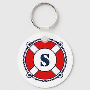 Nautical monogram ringboei logo-knop sleutelhanger