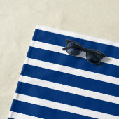 Nautical Monogram Striped Navy & White Strandlaken (In situ)