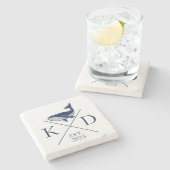 Nautical Monogram Whale Marine Onderzetter (Zijkant)