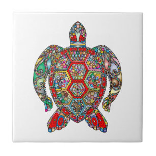 Nautical Mosaic Zee Turtle Colorful Tegeltje