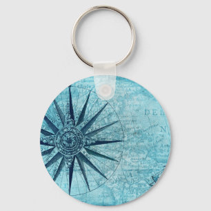 Nautical Navigation Compass Map Sleutelhanger
