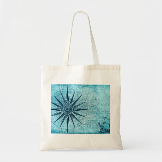  Nautical Navigation Compass Map Tote Bag (Voorkant)