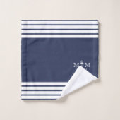 Nautical Navy Anchor Coastal Monogram Name Bath to Bad Handdoek (Wasdoekje)