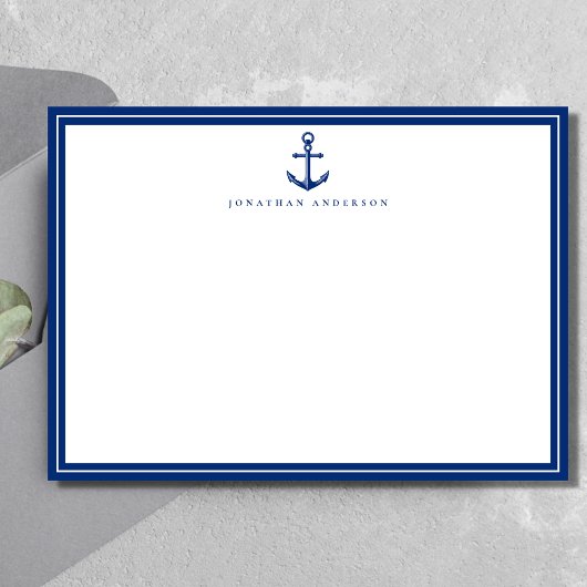 Nautical Navy Anchor Custom Note Kaart Notitiekaartje