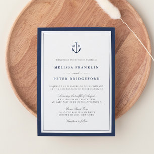 Nautical Navy Anchor Monogram Weddenschap Kaart