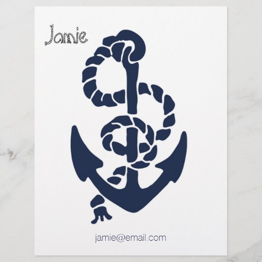 Nautical Navy Anchor Pattern Briefhoofd Ontwerp (Voorkant)