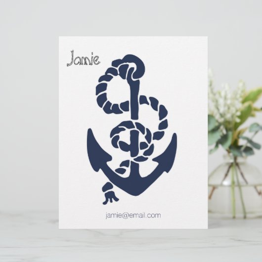 Nautical Navy Anchor Pattern Briefhoofd Ontwerp (Staand voorkant)