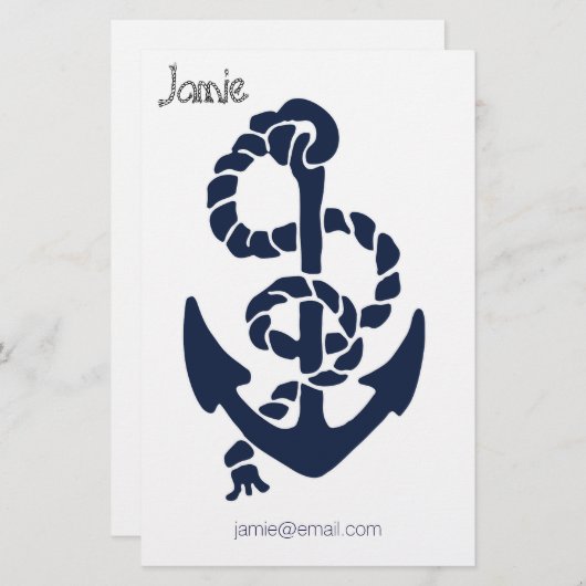 Nautical Navy Anchor Pattern Briefpapier (Voorkant / Achterkant)