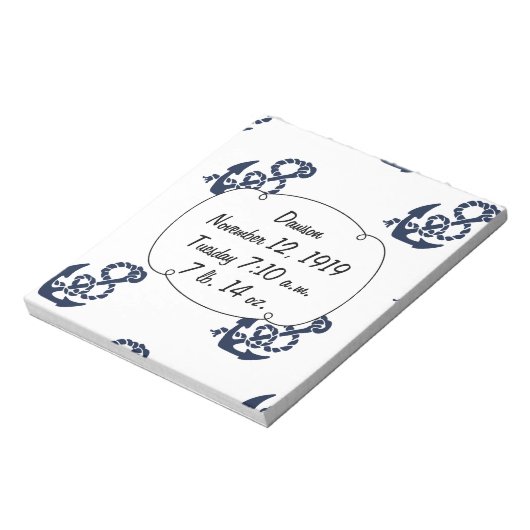 Nautical Navy Anchor Pattern Notitieblok (Gedraaid)