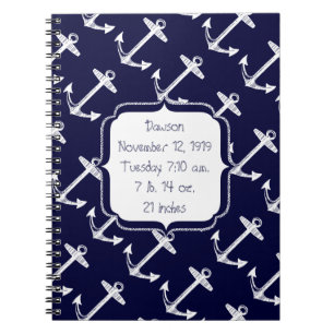 Nautical Navy Anchor Pattern Notitieboek