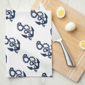 Nautical Navy Anchor Pattern Theedoek (Quarter Fold)