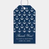 Nautical Navy Anchor Pattern Weddenschap Bedankt Cadeaulabel (Voorkant)
