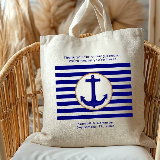 Nautical Navy Anchor Welcome Wedding Bag Tote Bag