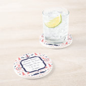 Nautical Navy Anchor, Whale Octopus Pattern Zandsteen Onderzetter (Zijkant)