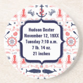 Nautical Navy Anchor, Whale Octopus Pattern Zandsteen Onderzetter (Voorkant)