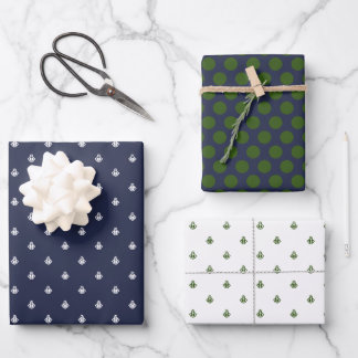 Nautical Navy and Forest Green Inpakpapier Vel