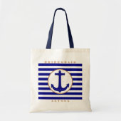 Nautical Navy and Tan Bridesmaid Name Gift Bag Tote Bag (Voorkant)