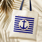 Nautical Navy and Tan Bridesmaid Name Gift Bag Tote Bag