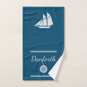 Nautical Navy and White Sailboat Bath Towel Bad Handdoek (Handdoek)