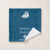 Nautical Navy and White Sailboat Bath Towel Bad Handdoek (Wasdoekje)