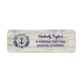 Nautical Navy Anker Rustiek Driftwood Beach Etiket (Voorkant)