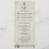 Nautical Navy Anker Rustieke Houten Bruiloft Programma (Voorkant)
